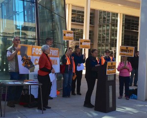 Global Divestment Day speech by Dr. Linda Rudolph highlighted public health.